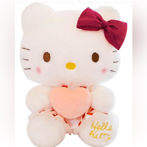 Kawaii Hello Kitty Plush Toy Holding Love Heart - Picture 1 of 4